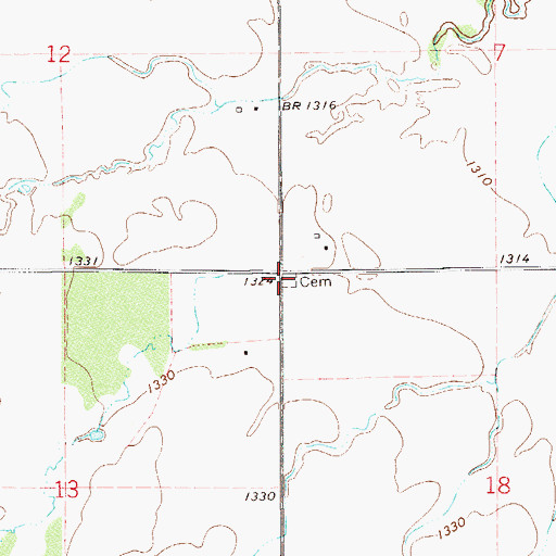 Topographic Map of Church of God Cemetery, OK