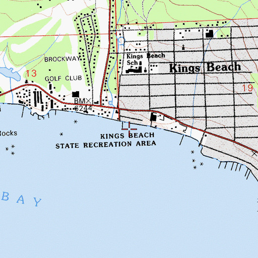 Topographic Map of Kings Beach State Recreation Area, CA
