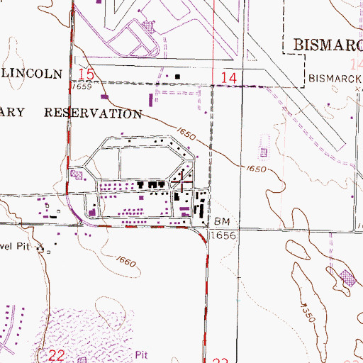 Topographic Map of Theodore Jamerson Elementary School, ND