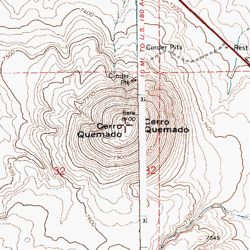 Topographic Map of Cerro Quemado, AZ