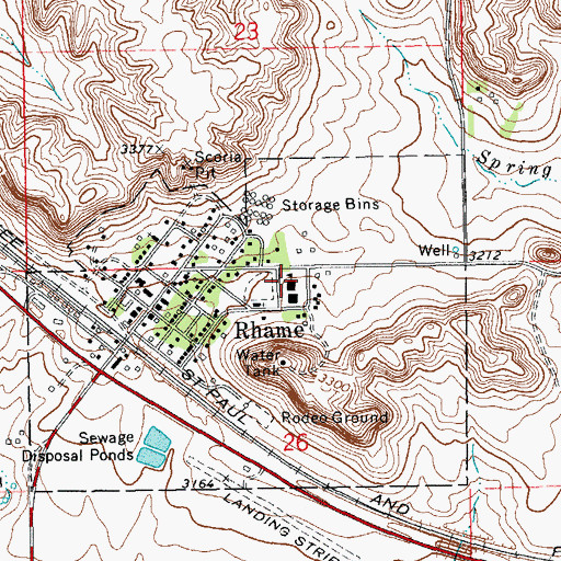 Topographic Map of Rhame Elementary School, ND