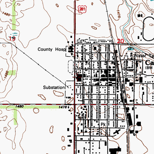Topographic Map of North Star Public School, ND