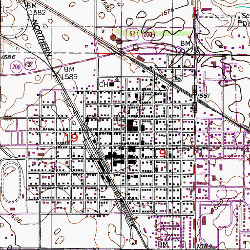 Topographic Map of Carrington Elementary School, ND