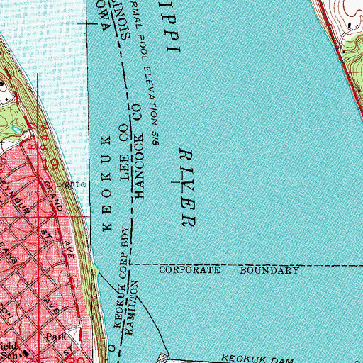 Topographic Map of Pool 19, IL