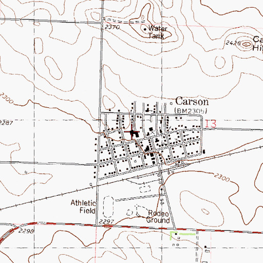 Topographic Map of Roosevelt Elementary School, ND