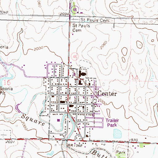 Topographic Map of Center-Stanton Public School, ND