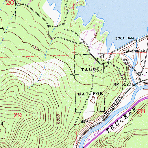 Topographic Map of Boca Campground, CA