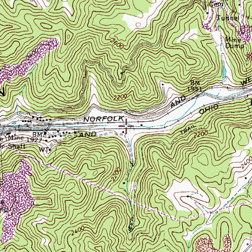 Topographic Map of Woodbay (historical), WV