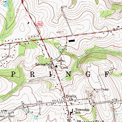 Topographic Map of Pleasant Hill Cemetery, PA