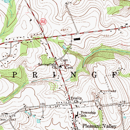 Topographic Map of Trinity Lutheran Cemetery, PA