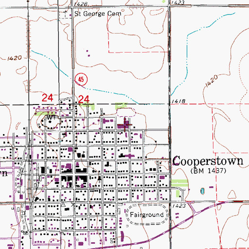 Topographic Map of Griggs County Central Public School, ND