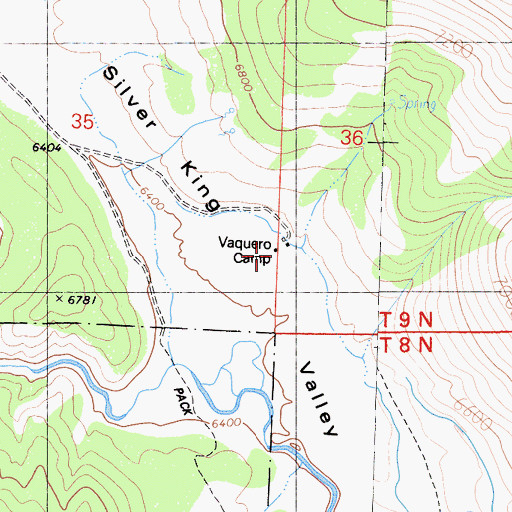 Topographic Map of Vaquero Camp, CA