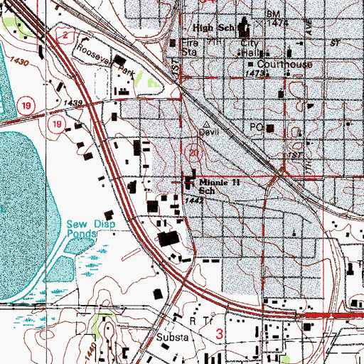 Topographic Map of Minnie H Elementary School, ND