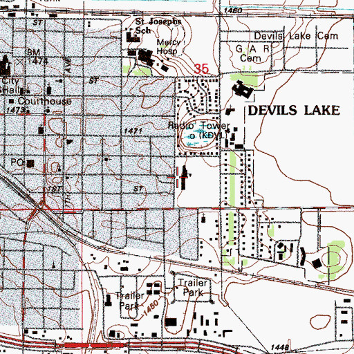 Topographic Map of Prairie View Elementary School, ND