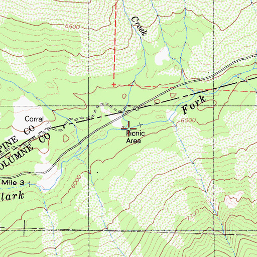 Topographic Map of Cottonwood Picnic Area, CA