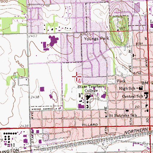 Topographic Map of Jefferson Elementary School, ND