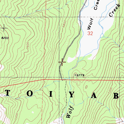 Topographic Map of Wolf Creek Campground, CA