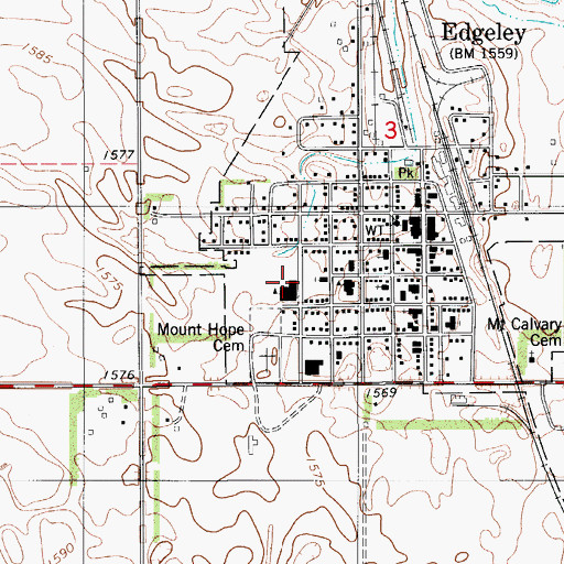 Topographic Map of Edgeley Public School, ND