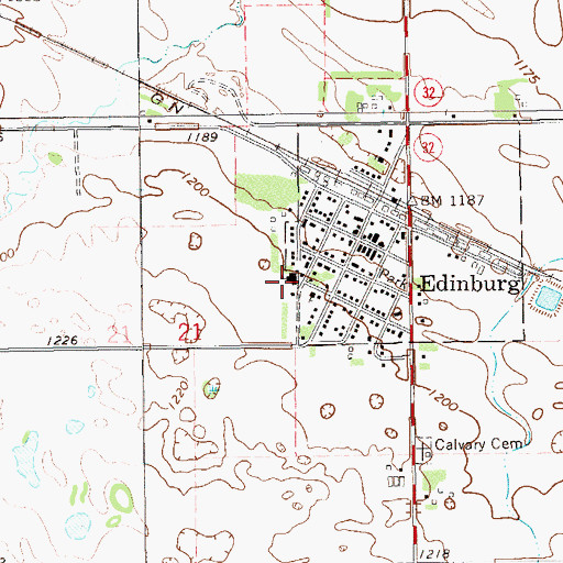 Topographic Map of Valley - Edinburg High School, ND