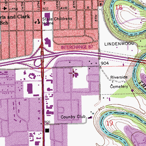 Topographic Map of Lincoln Elementary School, ND