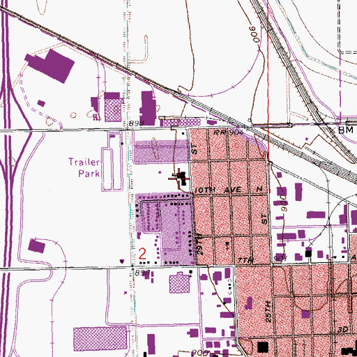 Topographic Map of Madison Elementary School, ND