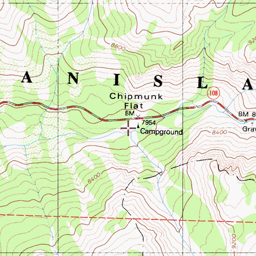 Topographic Map of Chipmunk Flat, CA