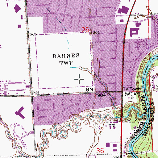 Topographic Map of Discovery Middle School, ND