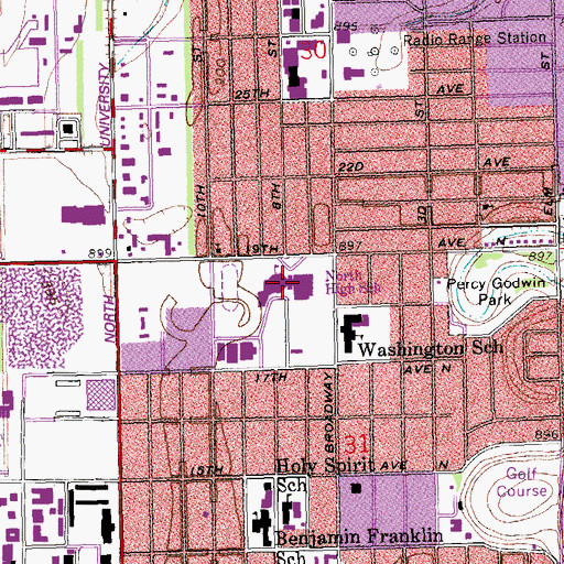 Topographic Map of North High School, ND