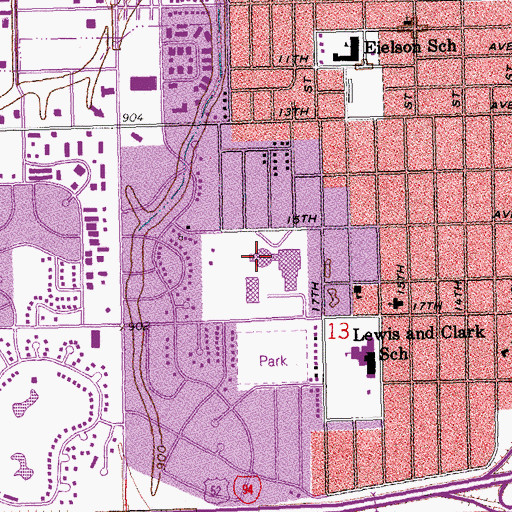 Topographic Map of South High School, ND