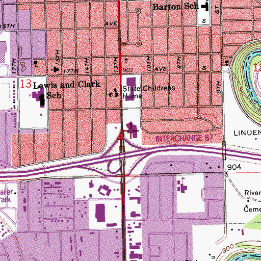 Topographic Map of Nativity Elementary School, ND