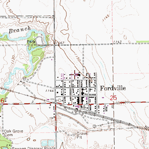 Topographic Map of Fordville - Lankin Elementary School, ND
