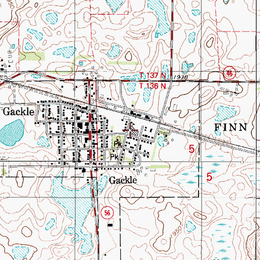 Topographic Map of Gackle-Streeter Public School, ND