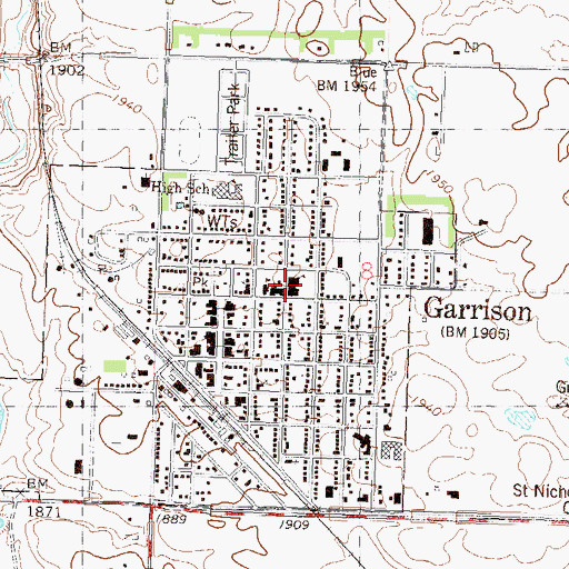 Topographic Map of Bob Callies Elementary School, ND