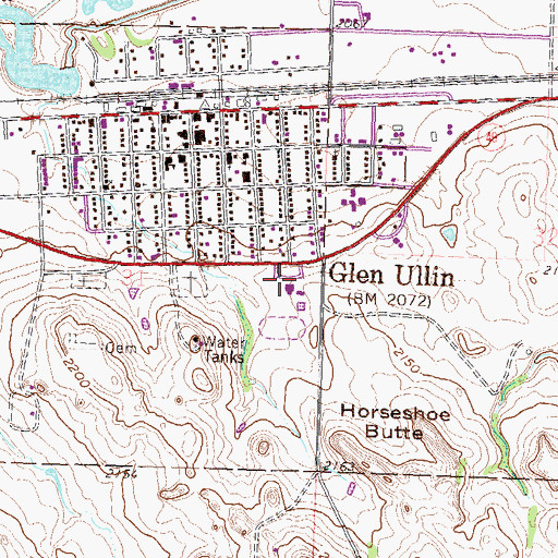 Topographic Map of Glen Ullin Public School, ND