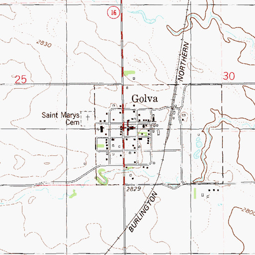 Topographic Map of Golva Elementary School, ND