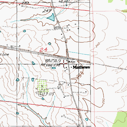 Topographic Map of Mathews, AL