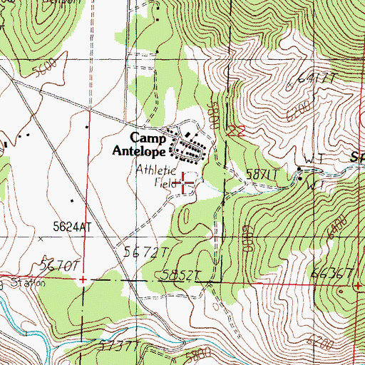 Topographic Map of Spring Creek, CA