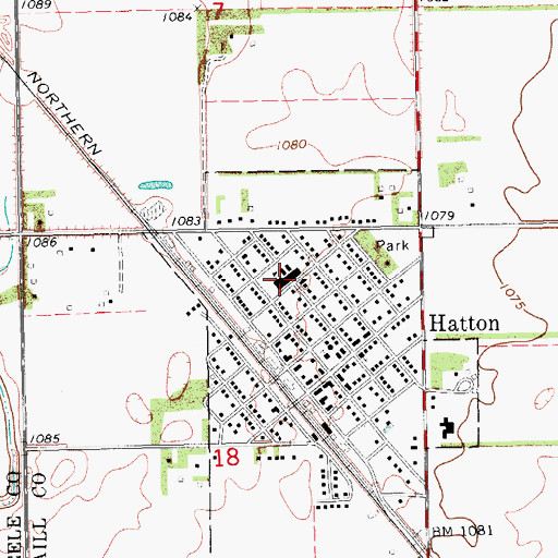 Topographic Map of Hatton Eielson Public Schoool, ND