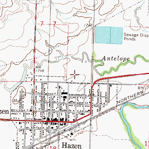 Topographic Map of Hazen Middle School, ND
