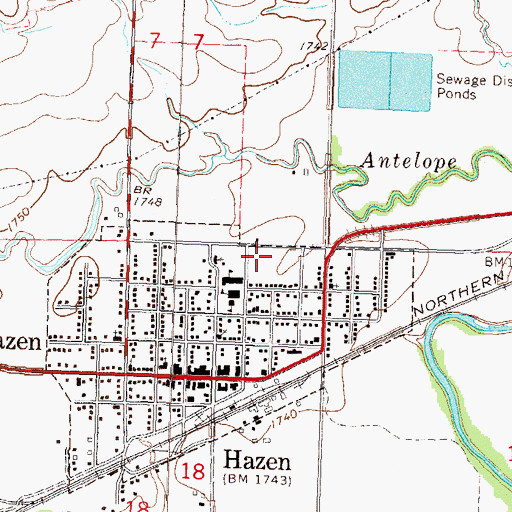 Topographic Map of Hazen High School, ND