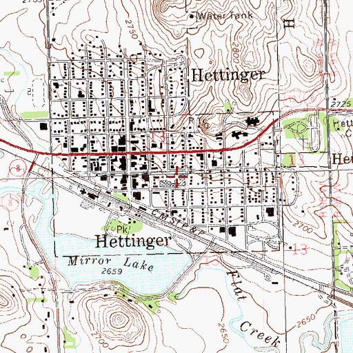 Topographic Map of Hettinger Public School, ND