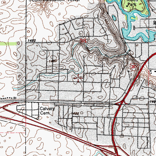 Topographic Map of Louis L'Amour Elementary School, ND