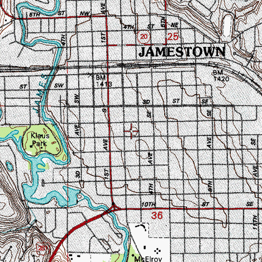 Topographic Map of Saint Johns Academy, ND