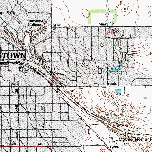 Topographic Map of Hillcrest Seventh-day Adventist School, ND