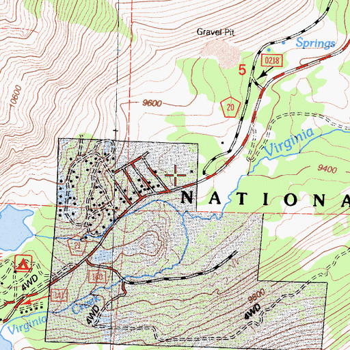 Topographic Map of Virginia Lakes Pack Outfit, CA