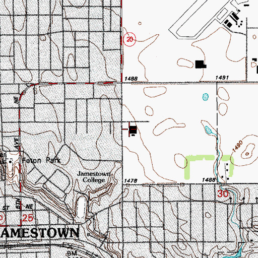 Topographic Map of James Valley Area Career and Technology Center, ND