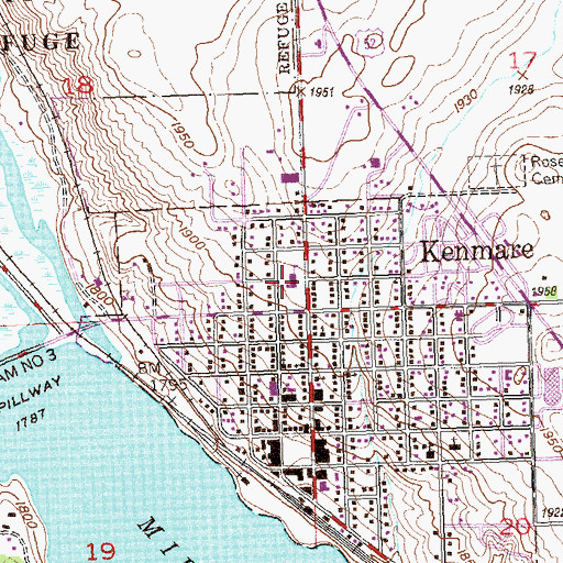 Topographic Map of Kenmare Elementary School, ND