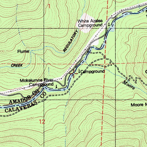 Topographic Map of Moore Creek Campground, CA