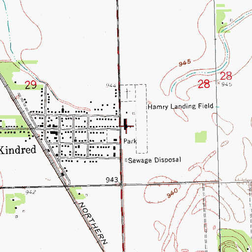 Topographic Map of Kindred Elementary School, ND