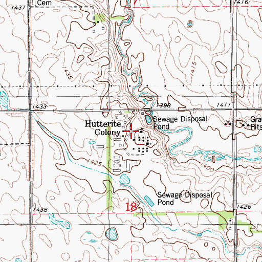 Topographic Map of LaMoure Colony School, ND